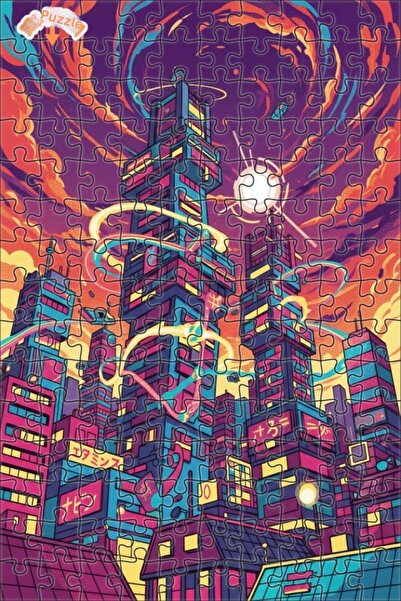 Teona Ahşap لغز خشبي بإطار مزدوج الطبقات لمناظر المدينة السايبربانكية 150 قطع...