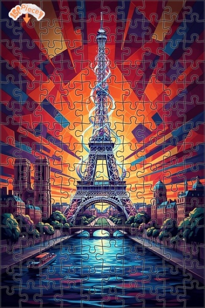 Teona Ahşap لغز خشبي بإطار مزدوج الطبقات بمظهر فني فسيفسائي ملون لبرج إيفل 15...