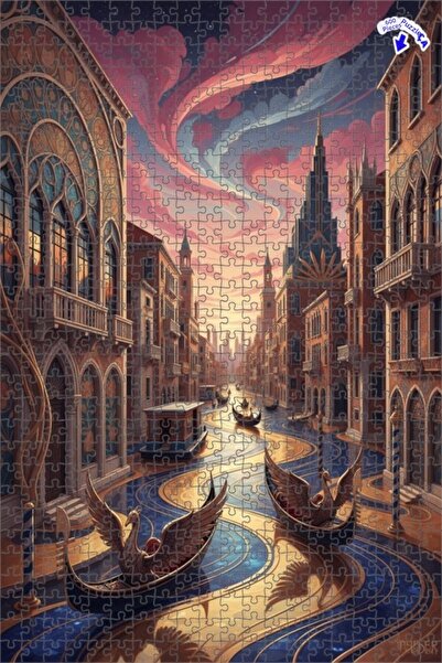 Teona Ahşap لغز فني على شكل قنوات الأحلام في البندقية بمظهر اللوحات الزيتية 6...