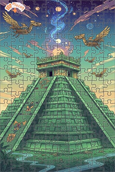 Teona Ahşap لغز خشبي مؤطر بطبقتين من الزيت بتصميم الأهرامات المايا الغامضة وا...