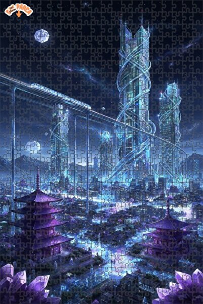 Teona Ahşap لغز خشبي بإطار مزدوج الطبقات بمظهر فني رقمي لمناظر المدينة المستق...