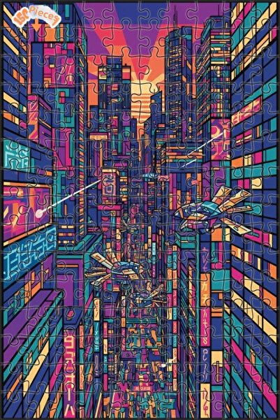 Teona Ahşap لغز خشبي بإطار مزدوج الطبقات بمناظر المدينة النيونية المستقبلية 1...