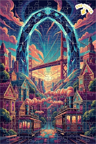 Teona Ahşap Light Globe Bridge Art Wooden Puzzle 200 Pieces 25X35