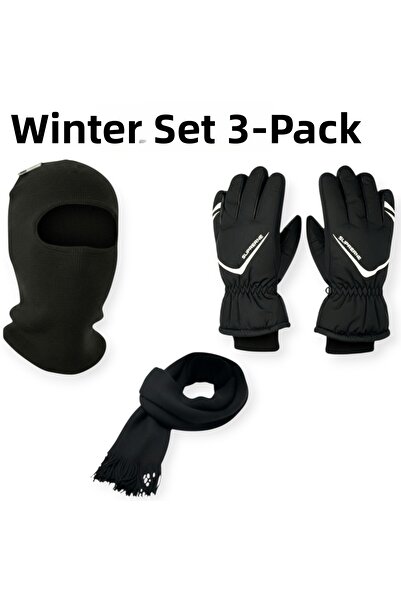 Mustran Professional 3-Piece Winter Set-Snow Ski Gloves + Balaclava + Knitwea...