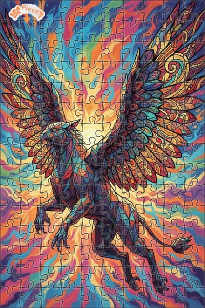 Teona Ahşap لغز خشبي مؤطر ذو طبقتين من ليفينج كولورز جيومتريك غريفين آرت، 150...