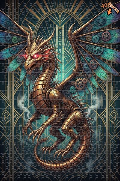 Teona Ahşap لغز خشبي ذو طبقتين على شكل أجنحة تنين ميكانيكية على طراز ستيمبانك...