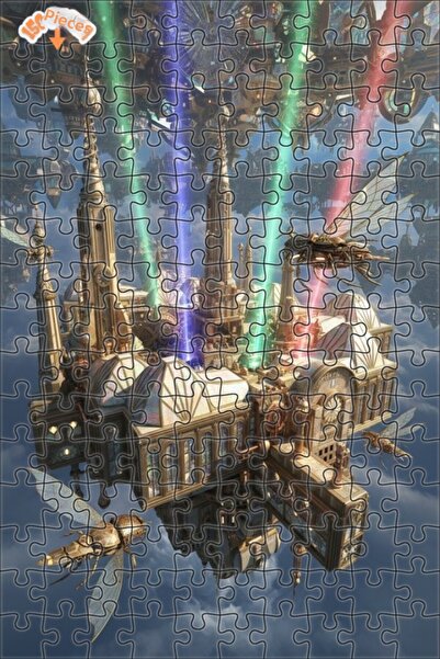 Teona Ahşap لغز خشبي بإطار مزدوج الطبقات من Flying City Steampunk Art 150 قطع...