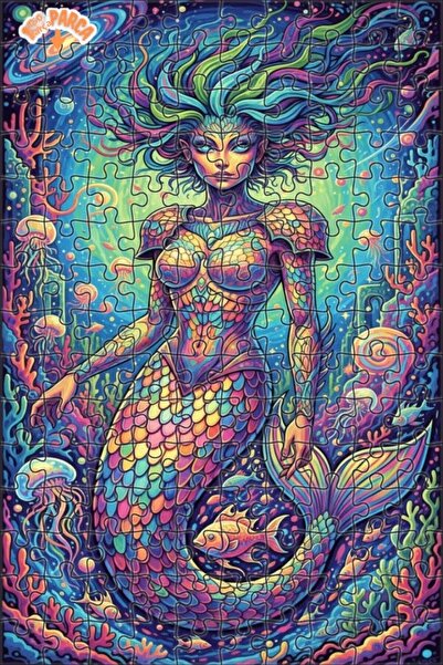 Teona Ahşap لغز خشبي مؤطر بطبقتين على شكل حورية البحر الملونة، 150 قطعة، مقاس...