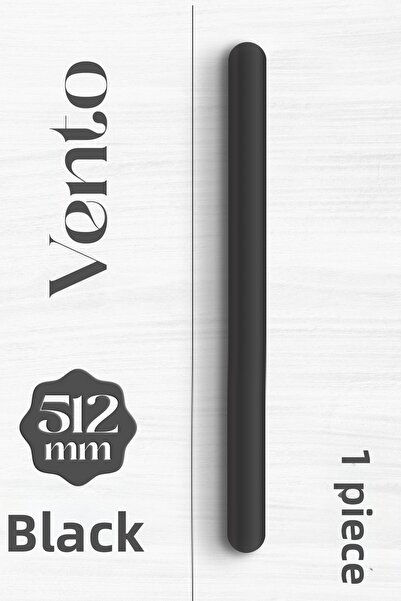 Badem10 Mâner de sertar plat negru mat VENTO, 512 mm lungime, dulap metalic, ...