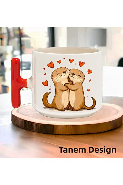 Tanem Tasarım Cup of Coffee Tea Cup Gift for Valentine's Day 016 - t Handle Mug