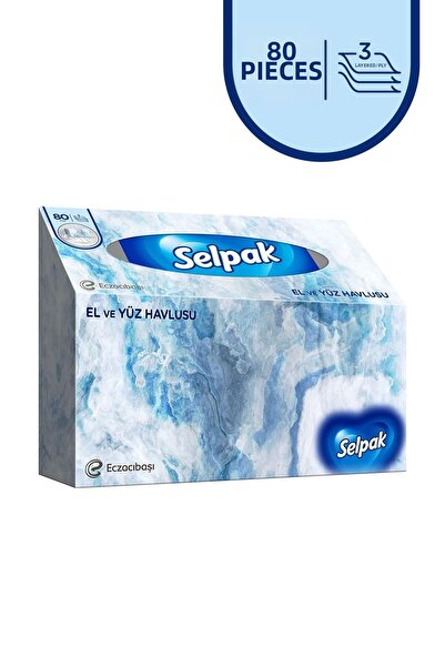Selpak Box Hand and Face Towel 21X19 cm Three Ply - 80 Pieces