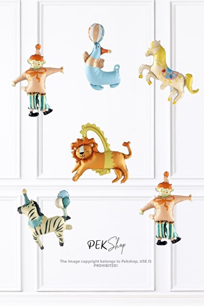 PEKSHOP Circus 6-Piece Foil Balloon Set Circus Concept Balloon Set Circus The...