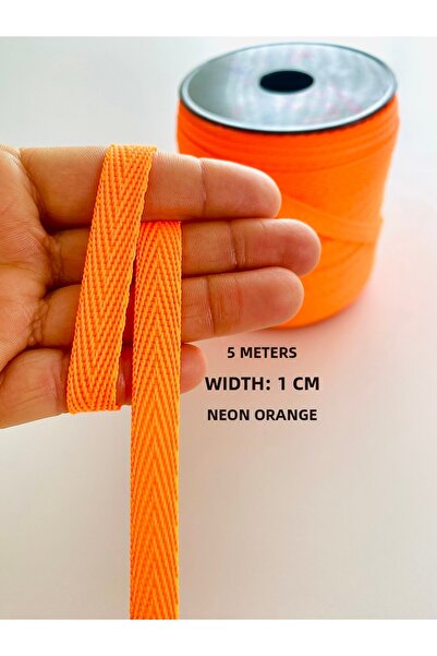 seyranat 5 метра ширина, 1 см, неоново оранжев цвят, тясна тъкан, рибена кост...