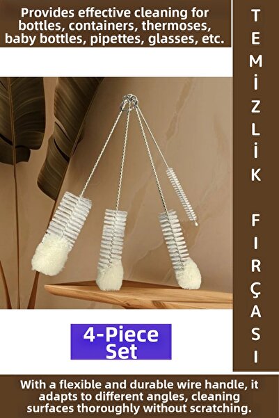 Wintoup مجموعة فرشاة سلكية ناعمة ومرنة ومتينة للتنظيف العميق للزجاجات والترمس...