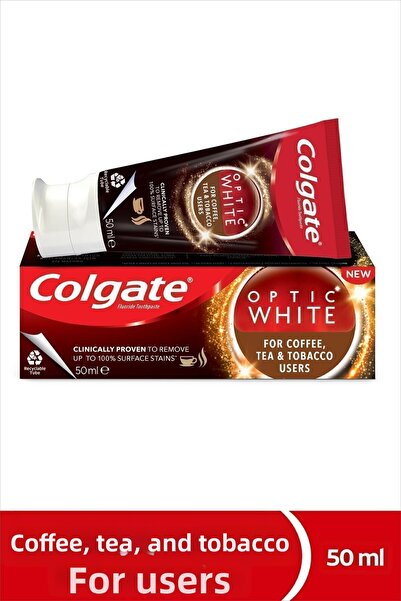 Colgate معجون أسنان أوبتيك وايت 50 مل لمن يستخدمون القهوة والشاي والتبغ