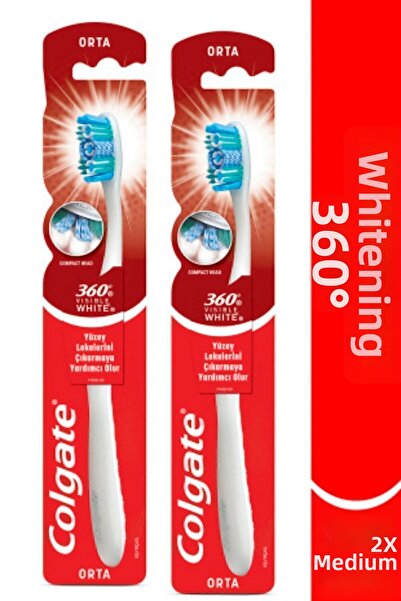 Colgate 360 Visible White Whitening Medium Toothbrush X2 Pieces
