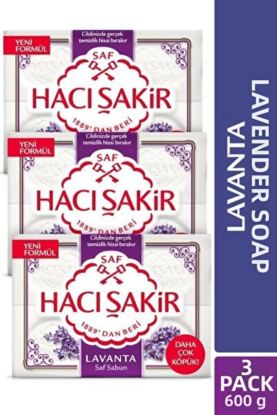 Hacı Şakir صابون حاجي شاكر التقليدي النقي برائحة اللافندر 4 × 150 جرام × 3 قطع