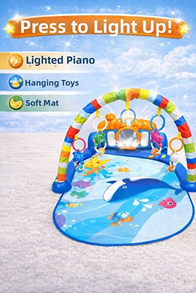 hak-iş oyuncak سجادة لعب للأطفال بتصميم الحوت مع البيانو - للأعمار من 0+ أشهر...