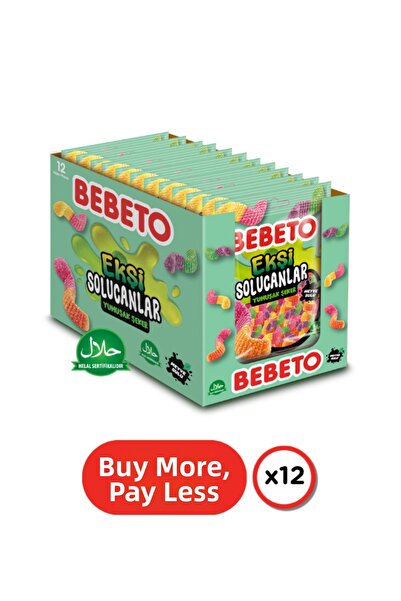 BEBETO ديدان حامضة 80 جرام جيلي |   عبوة من 12 قطعة