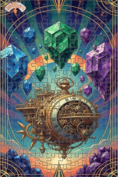 Teona Ahşap لغز خشبي بإطار مزدوج الطبقات من ستيامبنك تايم ماشين كريستال وورلد...