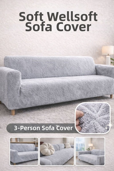 coverbox Soft Welsoft Elastic Sofa Cover for 3 Seater |   Non-Slip, Flexible ...