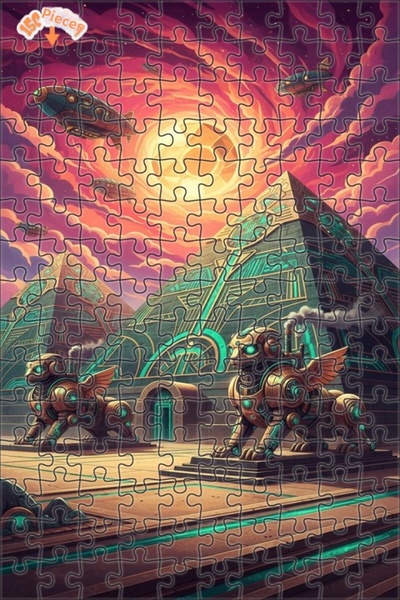 Teona Ahşap لغز خشبي ذو طبقتين على شكل الأهرامات المصرية والسفينكسات السيبورغ...