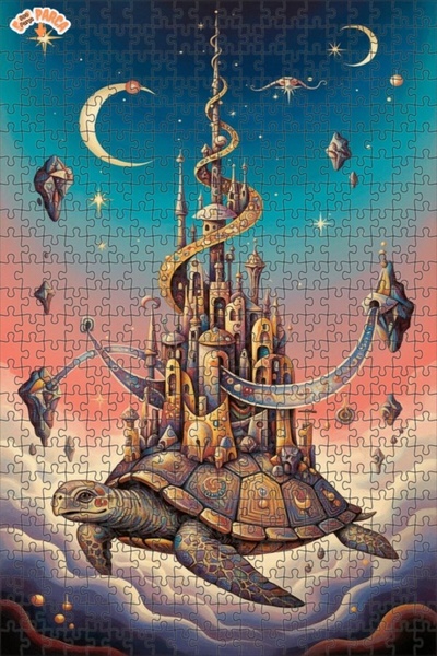 Teona Ahşap لغز خشبي ذو طابقين من سلسلة حكايات مدينة السلحفاة الضخمة، 500 قطع...