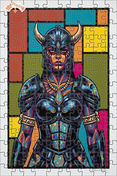 Teona Ahşap لغز خشبي مؤطر ذو طبقتين بتصميم فني شعبي لامرأة من طراز فايكنغ وار...