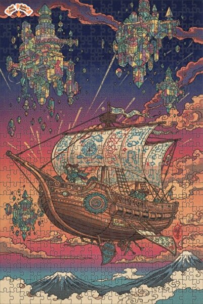 Teona Ahşap لغز خشبي مؤطر ذو طابقين بتصميم مدينة الكريستال الطائرة بمناظر زيت...