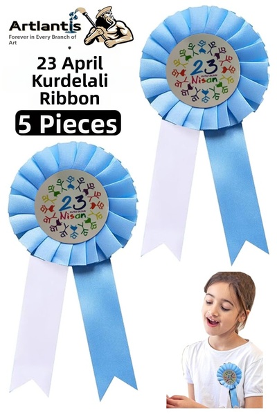 Artlantis 23 aprilie Insignă cu panglică 5 bucăți Insignă albastră și albă pe...