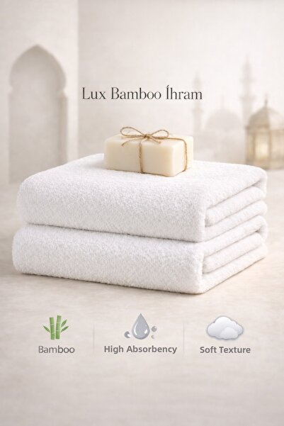 SHAL HOME %Bamboo Lux 2-Piece Ihram Umrah & Hajj Set-110X220Cm with Soap Gift