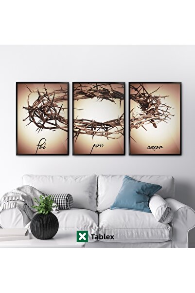 TABLOX Set de 3 piese de tablouri din MDF, cu rame din lemn masiv, decorative...