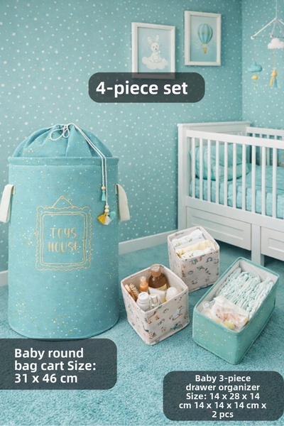 PONÇİK BEBEK Baby Bagged Basket Baby Clothes & Toy Storage Box 3-Piece Baby D...