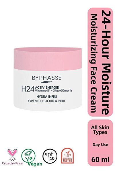 BYPHASSE كريم مرطب للعناية بالوجه لمدة 24 ساعة ليلاً ونهارًا، 60 مل