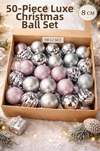 PARTİ SEPETİ Ornament de lux pentru brad de Crăciun 8 cm 50 bucăți