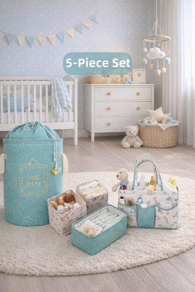 PONÇİK BEBEK مجموعة من 5 قطع - منظم أدراج متعدد الاستخدامات - حقيبة ألعاب وسل...