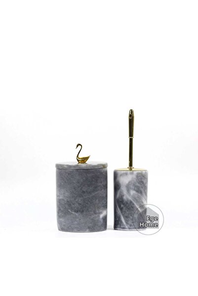 ege gross Διακοσμητικό σετ μπάνιου από γκρι μάρμαρο 2 τεμαχίων με χρυσά αξεσο...