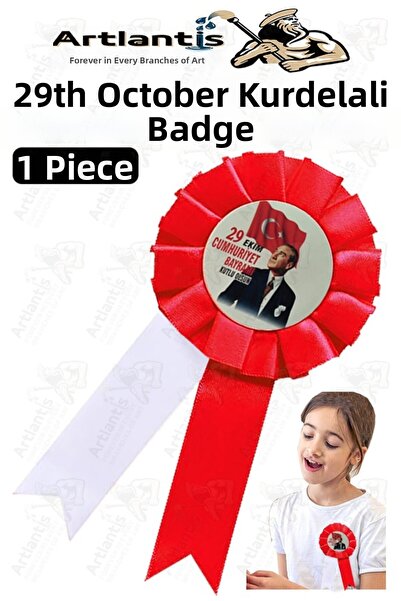 Artlantis 29 October Ataturk Ribbon Badge 1 Piece Red and White Lapel Badge C...