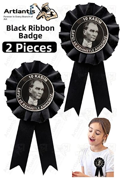 Artlantis 10 noiembrie Insigna cu panglică Atatürk 2 bucăți Insigna neagră pe...