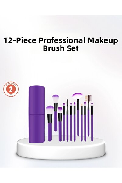 shopwave مجموعة فرش احترافية مكونة من 12 قطعة للمكياج المثالي مع علبة محمولة ...