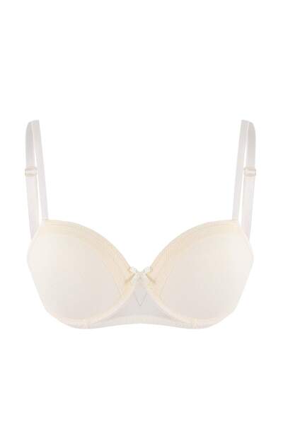 Trendyol Collection White Single Lace Plain Push up Balconette Bra Thmss26Su0...