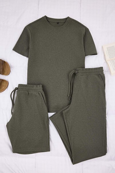 Trendyol Collection Set de trening kaki obișnuit TMNSS26EM00002