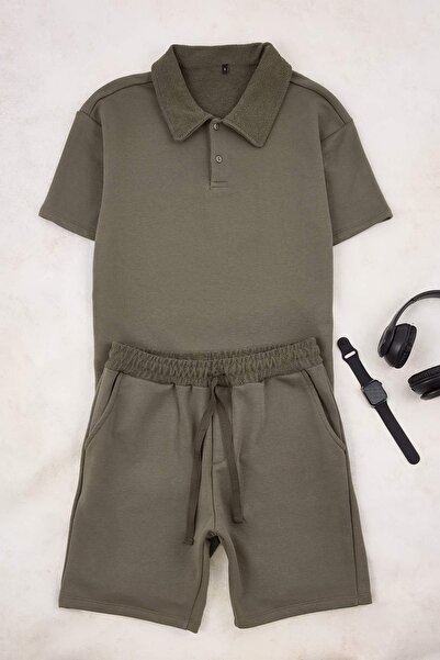 Trendyol Collection Khaki Loose Fit Polo Neck Thick Tracksuit Set Tmnss26Em00001
