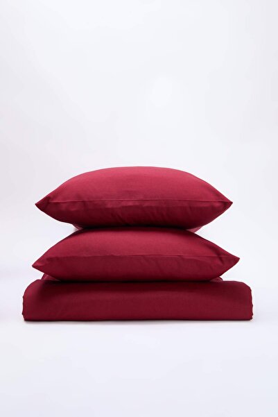 TRENDYOLMİLLA HOME Double Size Burgundy Soft Button Wooden Button Detailed Du...