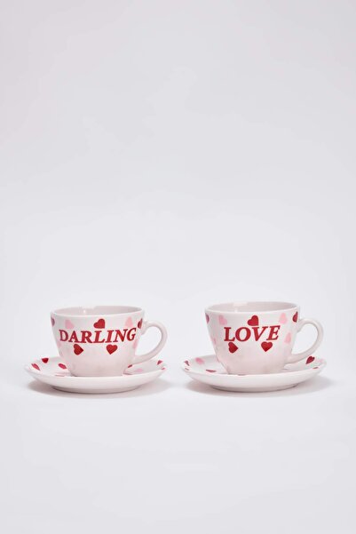 TRENDYOLMİLLA HOME Set de 2 căni de ceai din porțelan pentru Ziua Îndrăgostiț...