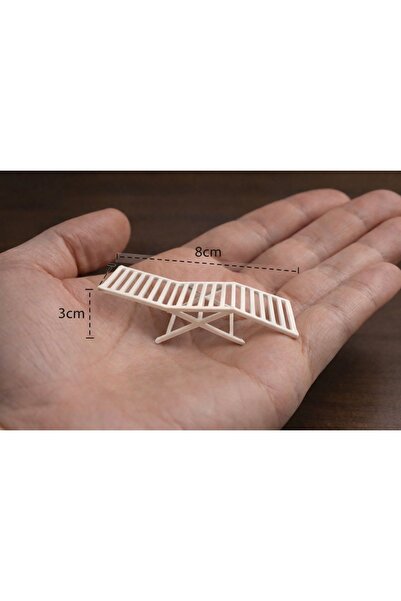 Yerli Beyaz Şezlong 3x8 cm Teraryum& Diorama& Minyatür Sahne Dekoru