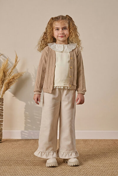 Minipodyum Cardigan, bluză cu guler din dantelă, 3 piese pentru fete set