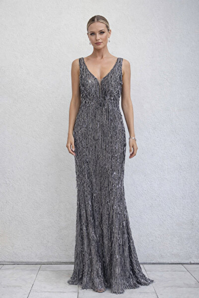 Saygın Payetli Işleme Detay Balık Abiye