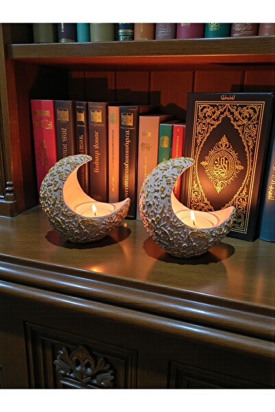 Crescent Arabic Detailed Candle Holder 2pcs (CANDLES INCLUDED)