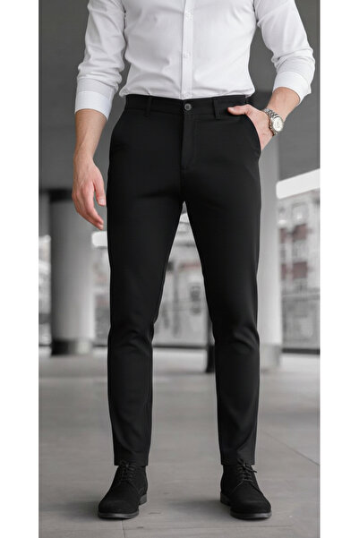 a02teks Men's Slim Fit Stretch Fabric Ankle Length Italian Cut Fabric Trousers